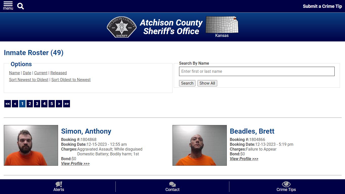 Inmate Roster - Current Inmates Booking Date Descending - Atchison ...